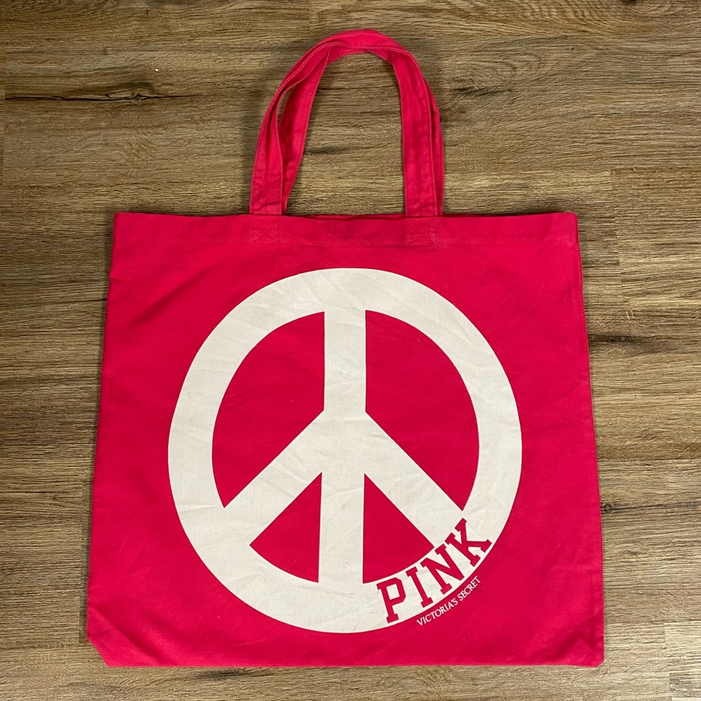 PINK Victoria’s Secret Pink Tote Bag Peace Sign